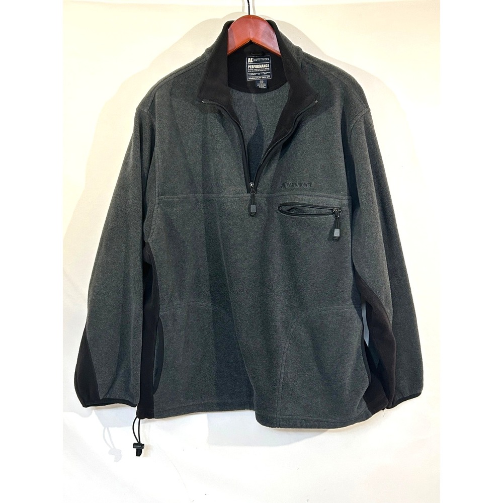 AE Performance American Eagle 1/4 Zip Pull over Fleece Men Jacket Gray Sz XXL